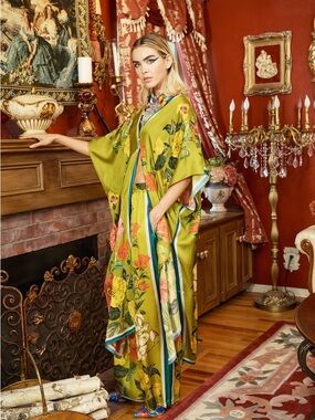 Aratta Silent Journey French Riviera Hand Beaded Oli Kimono